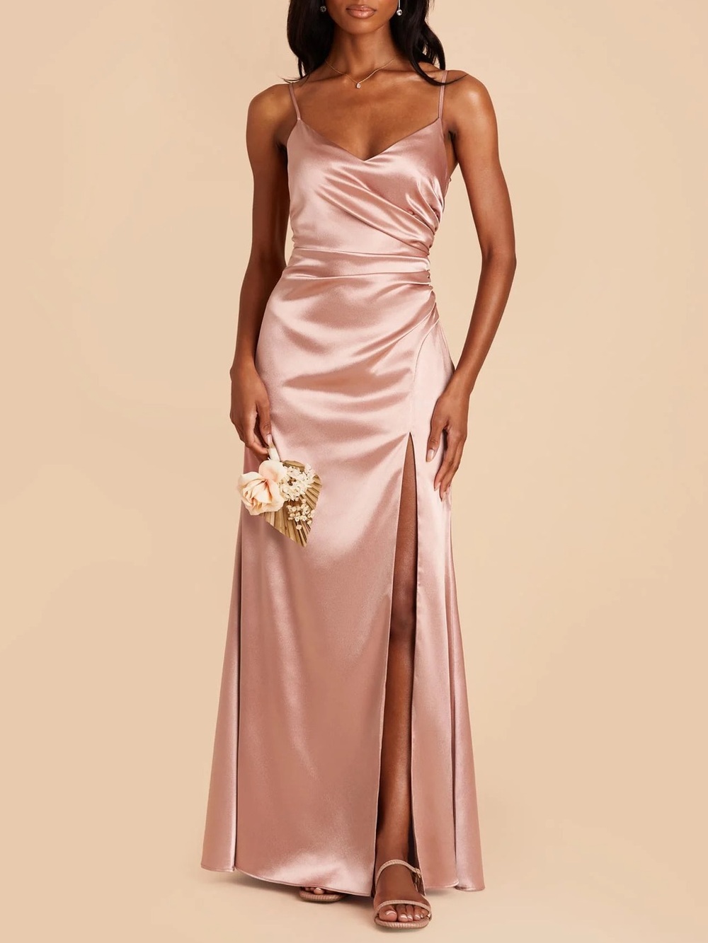 Birds Grey Catherine Shiny Satin Dress